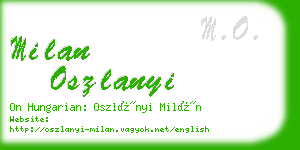 milan oszlanyi business card